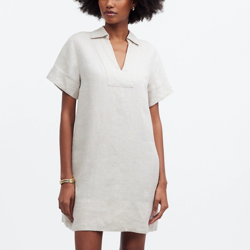 MADEWELL Linen Mini Dress Size XS Natural Beige Neutral Resort Wear Coastal NWOT
